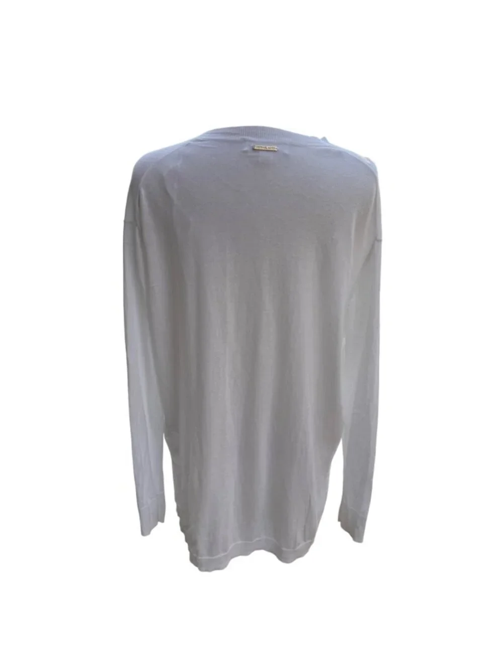 Michael Kors Womens V-Neck Knit Sweater White Medium Cotton Blend Pre-Owned